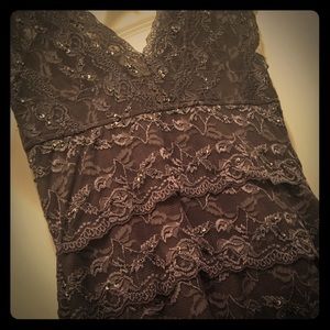 Formal Lace Beaded Gray Bodycon Dress